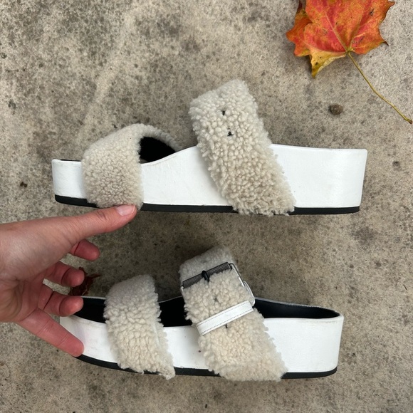 rag & bone Fluffy Shearling Evin Slide Platforms, size 38 - Picture 9 of 15